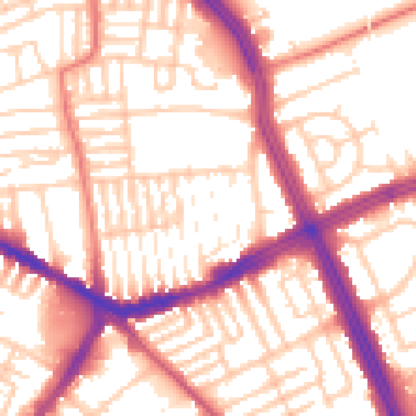 Daytime road noise heatmap for L13 5YE
