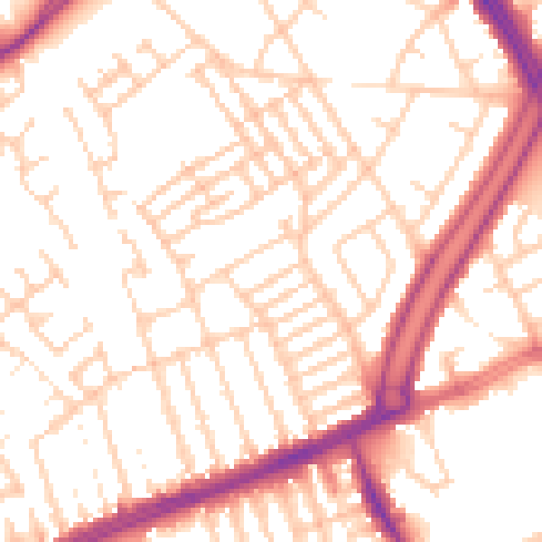 Daytime road noise heatmap for L13 8BT