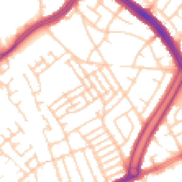 Daytime road noise heatmap for L13 8DN
