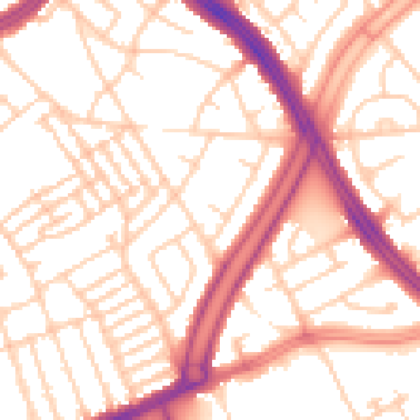 Daytime road noise heatmap for L13 9AR