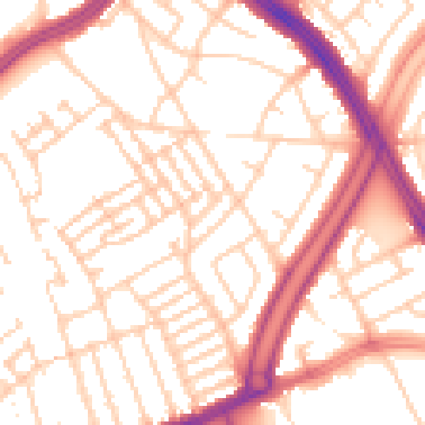 Daytime road noise heatmap for L13 9AT