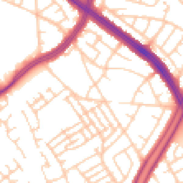 Daytime road noise heatmap for L13 9AU