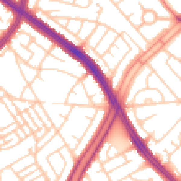 Daytime road noise heatmap for L13 9BP