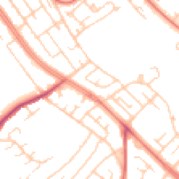 Daytime road noise heatmap for L14 8XB