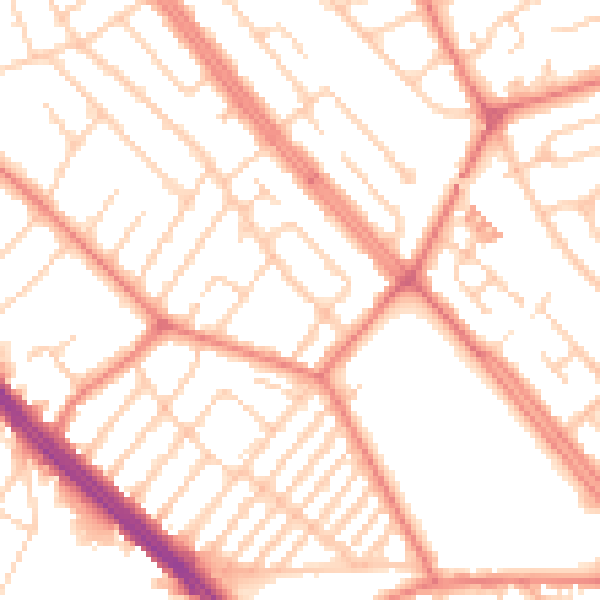 Daytime road noise heatmap for L19 9BE