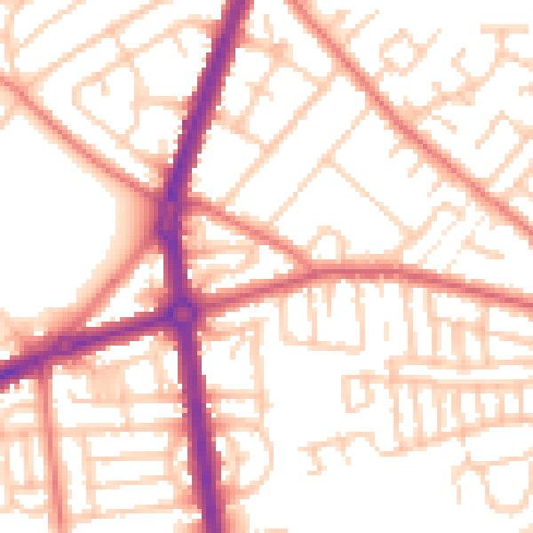 Daytime road noise heatmap for L20 0DS