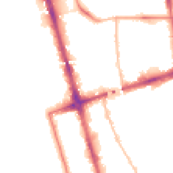Night-time road noise heatmap for L20 8LY