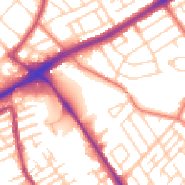 Daytime road noise heatmap for L21 8QU