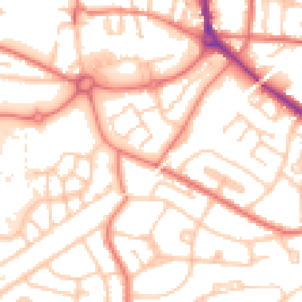 Daytime road noise heatmap for L34 5NE