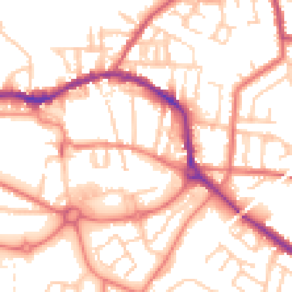 Daytime road noise heatmap for L34 5PB