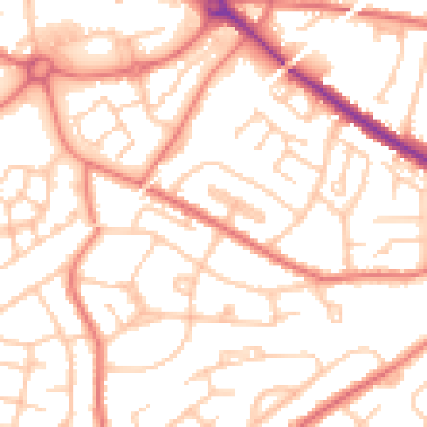 Daytime road noise heatmap for L35 5BG