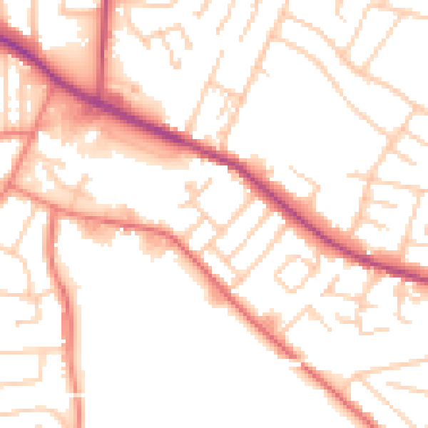 Daytime road noise heatmap for L35 9JN