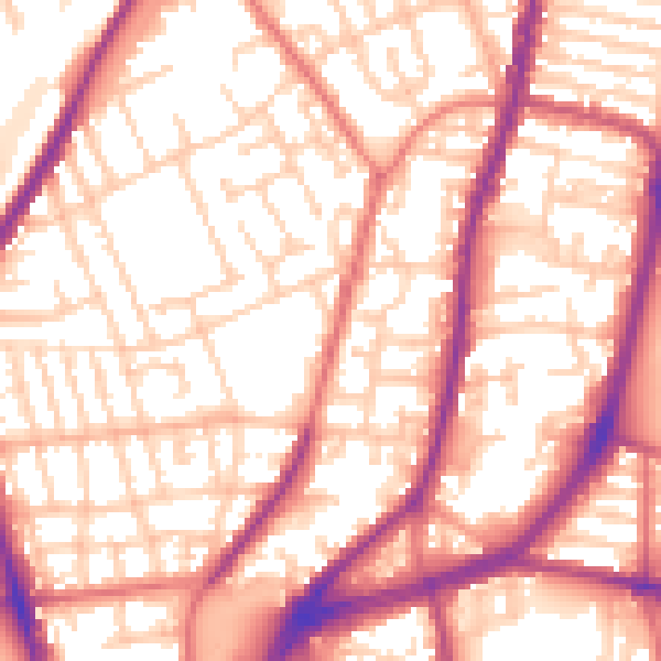 Daytime road noise heatmap for L4 4LW
