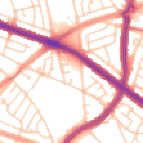 Daytime road noise heatmap for L4 8RY