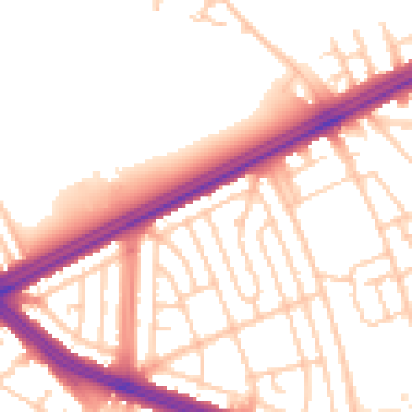 Daytime road noise heatmap for L4 9TJ