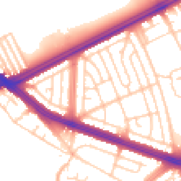 Daytime road noise heatmap for L4 9TT