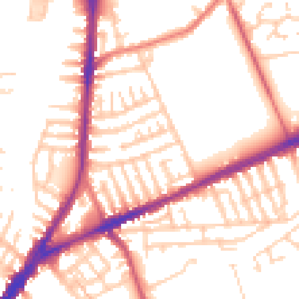 Daytime road noise heatmap for L9 0EZ