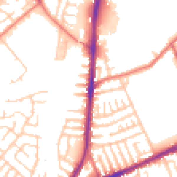 Daytime road noise heatmap for L9 0HU