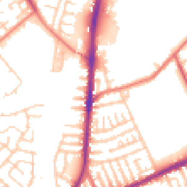 Daytime road noise heatmap for L9 0HZ