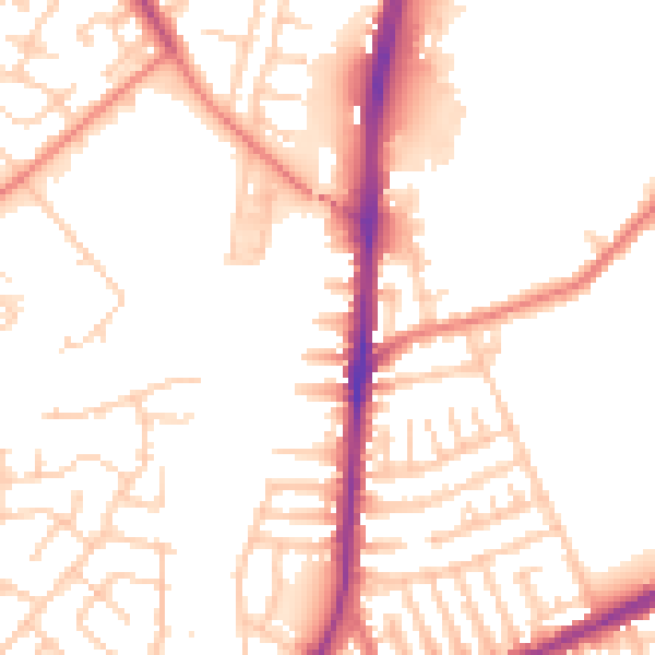Daytime road noise heatmap for L9 0LW