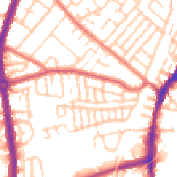 Daytime road noise heatmap for L9 3BN