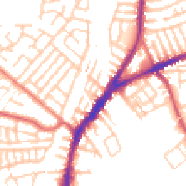 Daytime road noise heatmap for L9 4RS