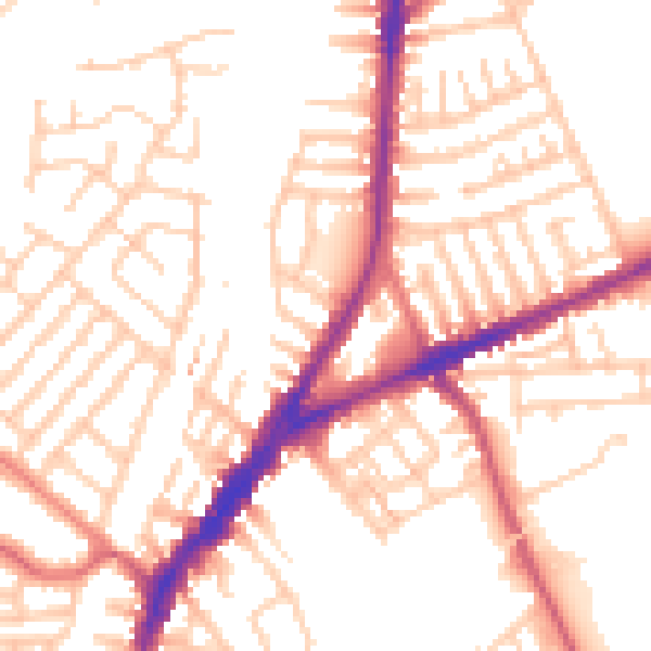 Daytime road noise heatmap for L9 4RW