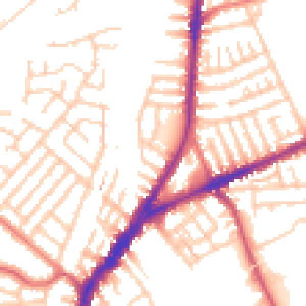 Daytime road noise heatmap for L9 4SB