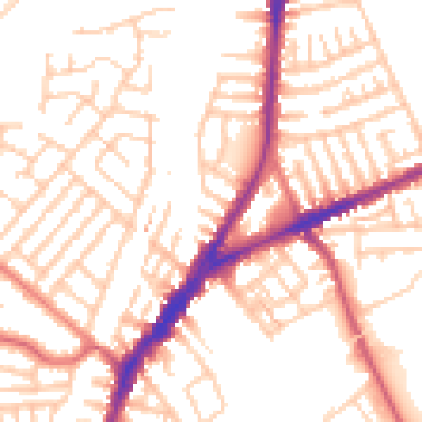 Daytime road noise heatmap for L9 4SW