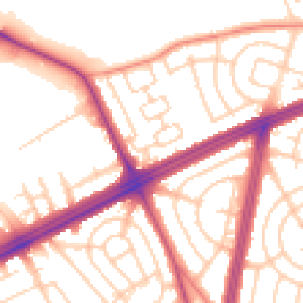 Daytime road noise heatmap for L9 6DZ