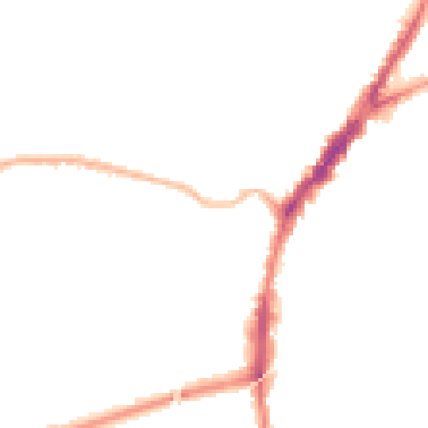 Night-time road noise heatmap for L9 8AB