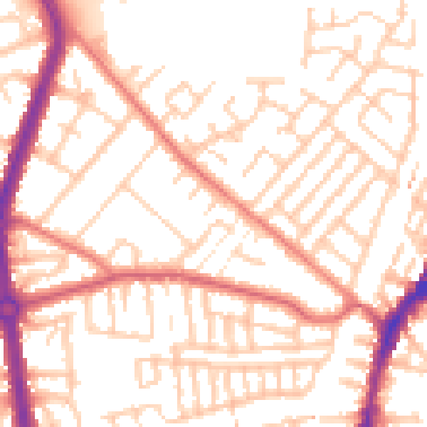 Daytime road noise heatmap for L9 8BJ