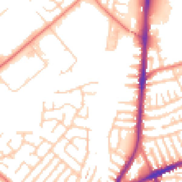 Daytime road noise heatmap for L9 8BW