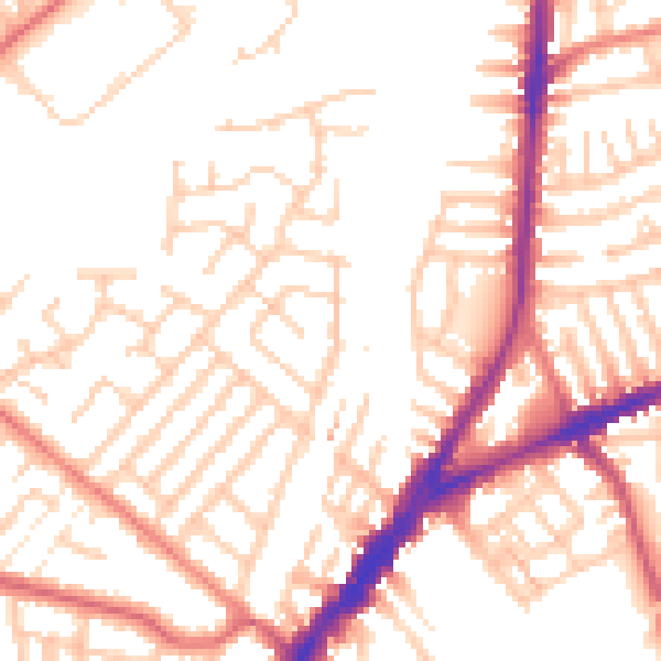 Daytime road noise heatmap for L9 8DG