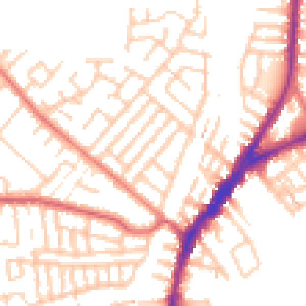 Daytime road noise heatmap for L9 8DP