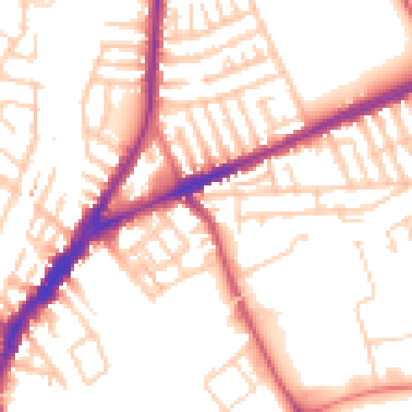 Daytime road noise heatmap for L9 9BD
