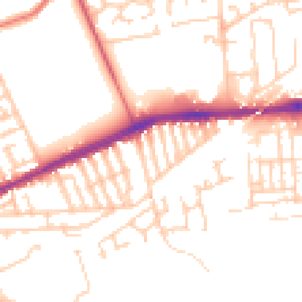 Daytime road noise heatmap for L9 9DW