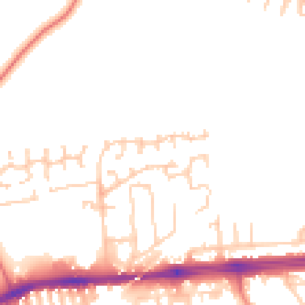 Daytime road noise heatmap for L9 9JE