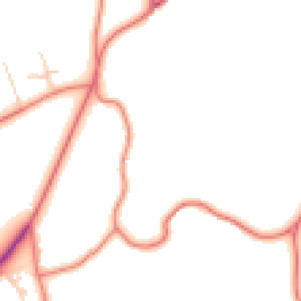Daytime road noise heatmap for LA13 0PJ