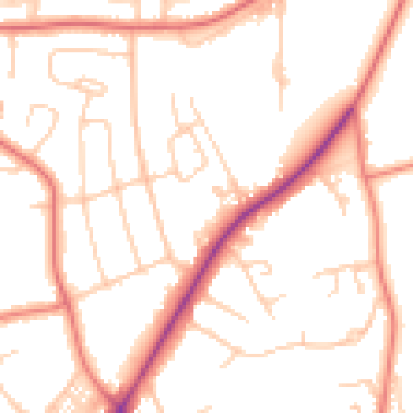 Daytime road noise heatmap for LA13 9JX