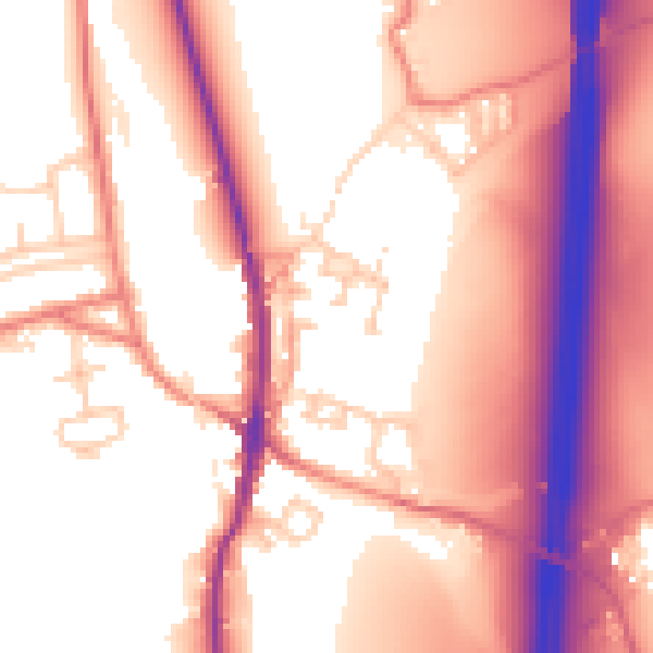 Daytime road noise heatmap for LA2 0BW