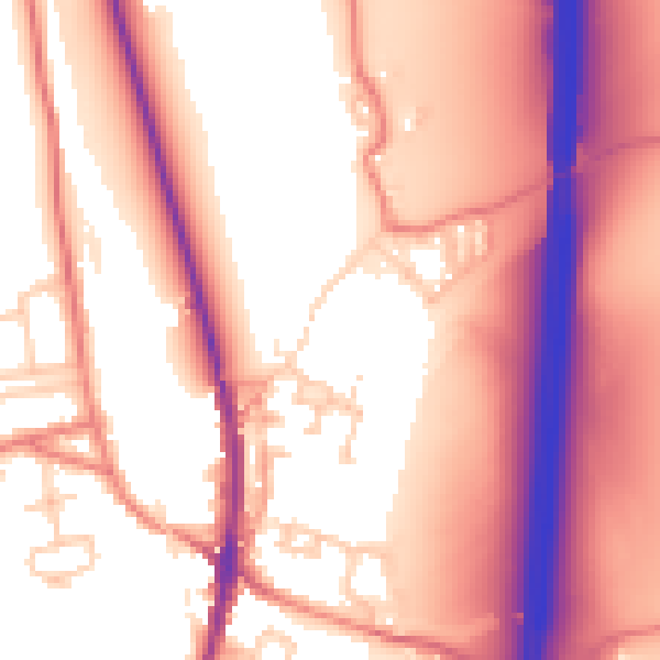 Daytime road noise heatmap for LA2 0PR