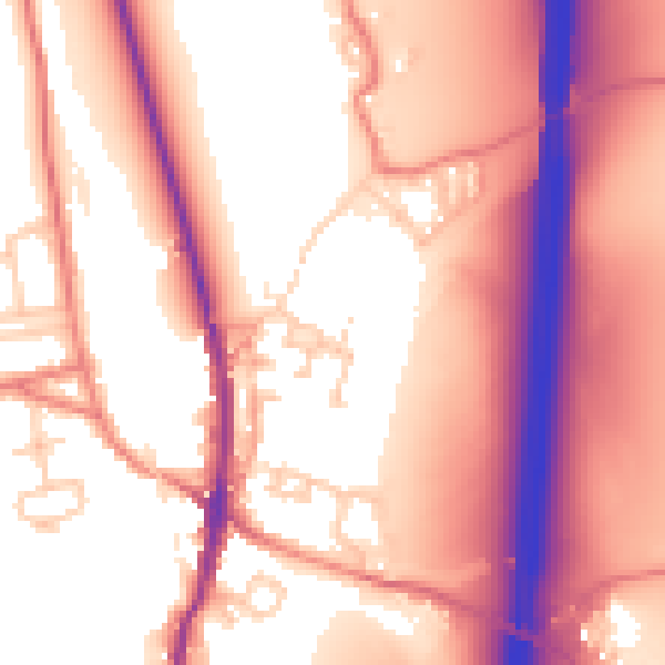 Daytime road noise heatmap for LA2 0RB