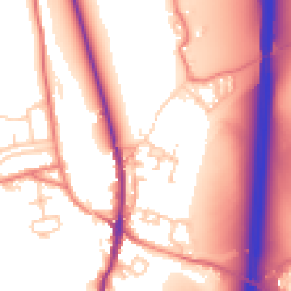 Daytime road noise heatmap for LA2 0RP