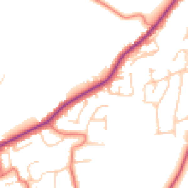 Daytime road noise heatmap for LA2 6HF