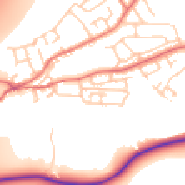 Daytime road noise heatmap for LA2 6RJ