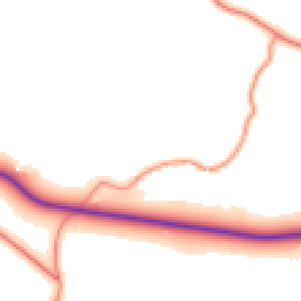 Daytime road noise heatmap for LA2 8HR