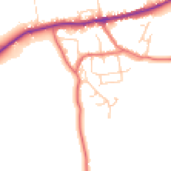 Daytime road noise heatmap for LA2 9NF