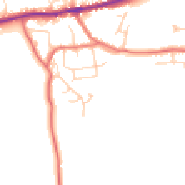 Daytime road noise heatmap for LA2 9NN