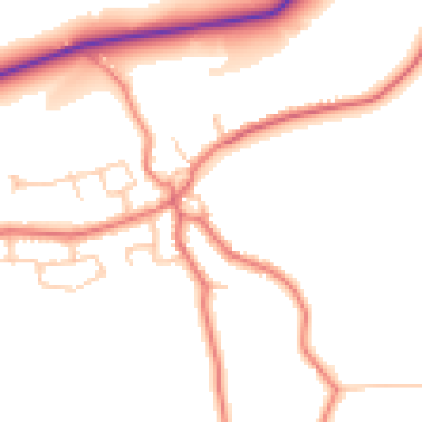 Daytime road noise heatmap for LA2 9PL
